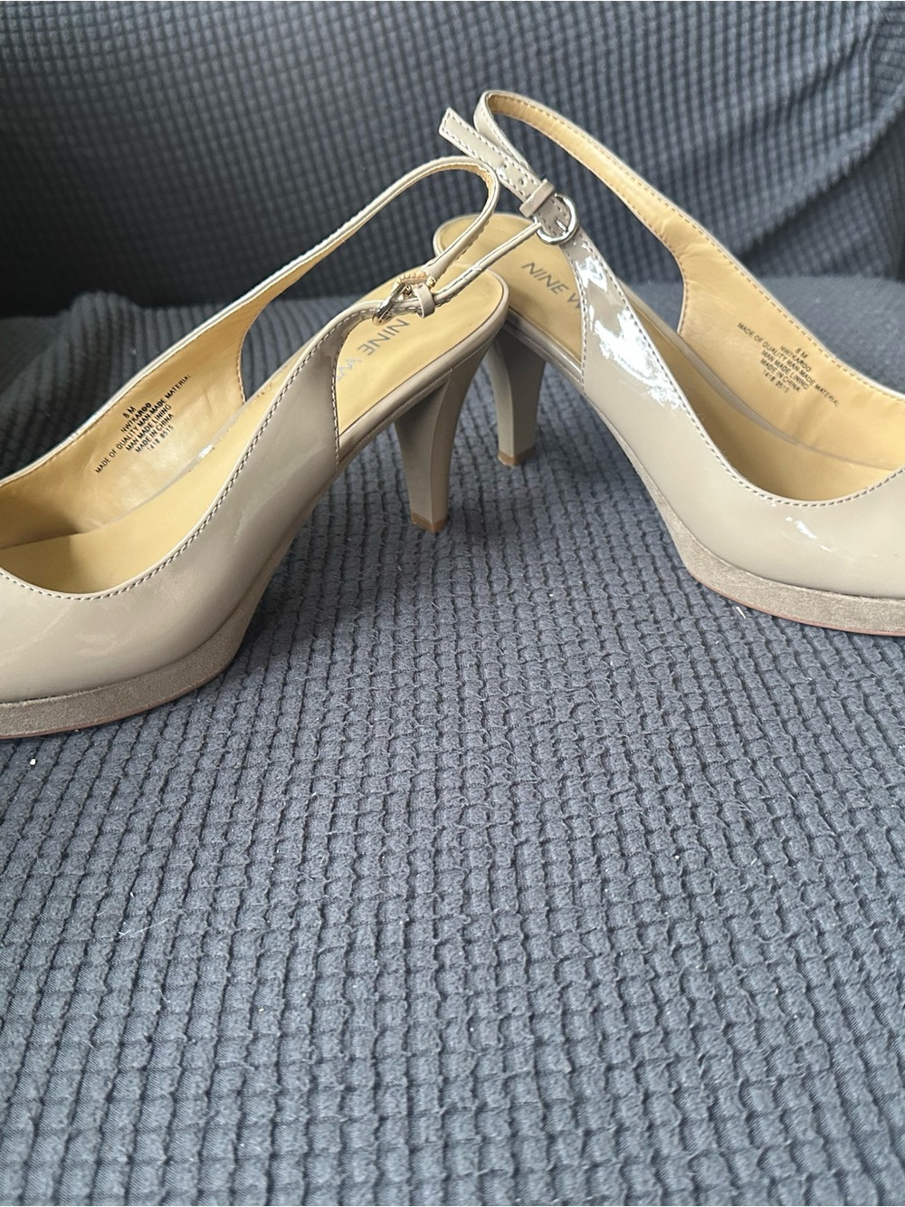 Nine West Beige Patent Slingback Heels